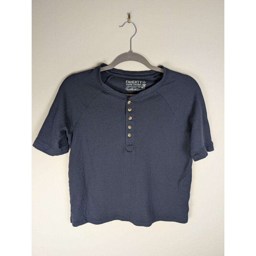Faherty Navy Short Sleeve Tee